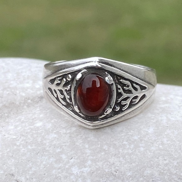Celtic Tree of Life Ring .925 Sterling Silver w/ Genuine Carnelian made in USA - Picture 8 of 16